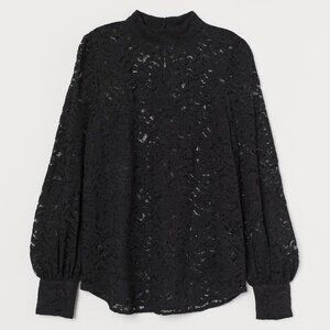 H&M Black Lace Long Sleeve Blouse – Size M